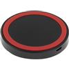 MAXY CARICABATTERIE PER CASA UFFICIO CIRCOLARE WIRELESS CHARGER QI 5W BLACK-RED PER SMARTPHONE