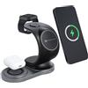 FORCELL SAIL MAG CARICABATTERIE WIRELESS CHARGER QI STAND 3 IN 1 15W MAGNETIC BLACK PER IPHONE