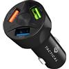 TACTICAL CARICABATTERIE ORIGINALE DA ACCENDISIGARI AUTO APD-369 7A CON 3X USB BLACK PER SMARTPHONE