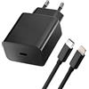 BLUE STAR CARICABATTERIE DA PARETE PER CASA RAPIDO USB-C 20W CON CAVO APPLE BLACK PER IPHONE
