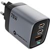 FORCELL CARICABATTERIE DA CASA ORIGINALE GAN3 70WPD 1X USB-A 2X USB-C FINO A 70W GREY SMARTPHONE