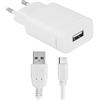 FORCELL CARICABATTERIE DA PARETE PER CASA QUICK CHARGE 3.0 USB 18W+ CAVO TYPE C WHITE PER SMARTPHONE
