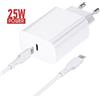 FORCELL CARICABATTERIE DA PARETE PER CASA QUICK CHARGE 4.0 USB 25W+ CAVO TYPE C WHITE PER SMARTPHONE