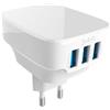 LDNIO CARICABATTERIE CASA ORIGINALE DL-AC65 3X USB UNIVERSALE 17W WHITE PER IPHONE GALAXY ANDROID