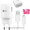 LG CARICABATTERIE ORIGINALE CASA FAST CHARGING USB MCS-H05ER 1.8A +CAVO MICROUSB WHITE BULK PER SMARTPHONE