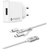 MOPHIE CARICABATTERIE ORIGINALE DA PARETE PER CASA 18W USB + CAVO MULTI ADATTATORE WHITE BLISTER PER SMARTPHONE