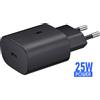 SAMSUNG CARICABATTERIE FAST CHARGING ORIGINALE ULTRA RAPIDO CASA USB-C EP-TA800 25W BLACK BULK SMARTPHONE