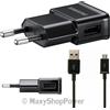 SAMSUNG CARICABATTERIE ORIGINALE DA PARETE PER CASA ETA0U81EBE 5W + CAVO MICROUSB 1,5M BLACK BULK