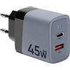 TACTICAL CARICABATTERIE DA CASA ORIGINALE MICROGRID GAN 1X USB + 1X USB-C 45W GREY PER SMARTPHONE