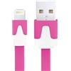 MAXY CAVO DATI E RICARICA 8 PIN GUAINA PIATTA ANTI AGGROVIGLIAMENTO 3 METRI MAGENTA PER IPHONE