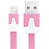 MAXY CAVO DATI E RICARICA 8 PIN GUAINA PIATTA ANTI AGGROVIGLIAMENTO 3 METRI PINK PER IPHONE