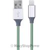 MAXY CAVO DATI E RICARICA USB TO 8-PIN 1 METRO METALLICO GREEN PER IPHONE 5 6 7 8 PLUS X XR XS