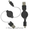 MAXY CAVO DATI USB TO MINIUSB RETRATTILE UNIVERSALE BLACK BULK PER CELLULARI