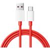 ONEPLUS CAVO DATI E RICARICA Type C ORIGINALE SUPERVOOC RICARICA RAPIDA DL129 100W RED SMARTPHONE