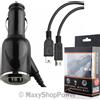 MAXY CARICABATTERIE AUTO DUAL USB CON CAVO MICROUSB - MINIUSB BLACK PER SMARTPHONE
