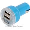 MAXY CARICABATTERIE DA AUTO PER ACCENDISIGARI MINI DUAL USB 3A AZZURRO PER SMARTPHONE