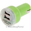 MAXY CARICABATTERIE DA AUTO PER ACCENDISIGARI MINI DUAL USB 3A GREEN PER SMARTPHONE