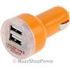 MAXY CARICABATTERIE DA AUTO PER ACCENDISIGARI MINI DUAL USB 3A ORANGE PER SMARTPHONE