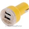 MAXY CARICABATTERIE DA AUTO PER ACCENDISIGARI MINI DUAL USB 3A YELLOW PER SMARTPHONE