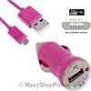 MAXY CARICABATTERIE PER AUTO DA ACCENDISIGARI USB + CAVO MICROUSB UNIVERSALE 5W 1A MAGENTA BULK