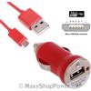 MAXY CARICABATTERIE PER AUTO DA ACCENDISIGARI USB + CAVO MICROUSB UNIVERSALE 5W 1A RED BULK