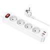 HOCO PROLUNGA 1.8 METRI MULTIPLA 4 SCHUKO + 2 USB 18W +1 USBC 20W WHITE CON SPINA SCHUKO