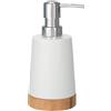Wenko 17678100 Dosasapone Bamboo, Ceramica, Legno, 8 x 17,5 x 9 cm, Bianco