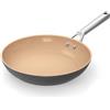 Ninja Extended Life CW90026DE - Padella antiaderente in ceramica (senza PFA, PFOA, piombo o cadmio), adatta per induzione, manico in acciaio inox, adatta per forno fino a 285°C, terracotta e grigio,