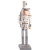 Ciao Schiaccianoci Natale Soldatino con spada (24cm) in legno glitterato, argento/bianco