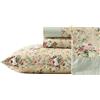 Laura Ashley - Set di lenzuola per letto matrimoniale, in percalle di cotone traspirante con tasche profonde, decorazione per la casa chic, certificato Oeko-Tex (Serene Dream Brown, Queen)