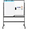 COSTWAY Lavagna Bianca Magnetica Mobile, Lavagna Cancellabile con Altezza Regolabile Girevole a 360°, con 4 Ruote Bloccabili, Doppia Faccia, 90 x 120 cm
