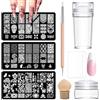TYXHXTF 9pcs Jelly Nail Art Stamper Set With Silicone Pen, Printing Panel, and Sponge Tip - Professional Manicure Tools