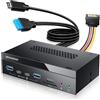 GRAUGEAR 8 interfacce [10 Gbps] Pannello frontale da 5,25 pollici con 2 X USB-C e 2 X USB-A USB 3.2 Gen2 10 Gbps, lettore di schede SD e microSD, audio I/O, microfono, porte cuffie