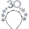 PartyDeco Cerchietto 30 Anni, con glitter e stelline, Argento