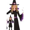 FIESTAS GUIRCA Costume da strega lilla per bambina, con cappello da strega e abito da strega nero e lilla - costumi di Halloween per bambine dai 7 ai 9 anni