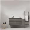 MedaHome Mobile bagno sospeso 100 cm Grey Lavabo a Sinistra in Ceramica Senza Specchio - Fiji Wood
