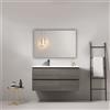 MedaHome Mobile bagno sospeso 100 cm Grey Lavabo a Sinistra in Ceramica Specchio Quadro - Fiji Wood