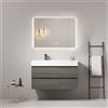 MedaHome Mobile bagno sospeso 100 cm Grey Lavabo a Sinistra in Resina Specchio Quadro Retroilluminato - Fiji Wood