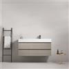 MedaHome Mobile bagno sospeso 120 cm Beige Lavabo a Destra in Resina Senza Specchio - Fiji Wood