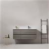MedaHome Mobile bagno sospeso 120 cm Grey Lavabo a Destra in Ceramica Senza Specchio - Fiji Wood