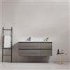 MedaHome Mobile bagno sospeso 120 cm Grey Lavabo a Sinistra in Ceramica Senza Specchio - Fiji Wood
