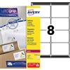 Avery Italia L7165-250 Etichette adesive in carta bianca, 250 fogli A4, rettangolari 99,1x67,7mm, 8 etichette per foglio, adesivo permanente, stampanti laser