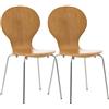 CLP Set 2 Sedie Impilabili Diego in Legno Robusto I Sedie Attesa con Telaio in Metallo I Sedie Ergonomiche E Facili da Pulire, Colore:Quercia