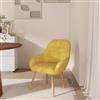DEGHI Poltrona in ciniglia giallo ocra con gambe in legno - Briette
