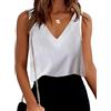 Zeagoo Ladies Blouse Tops Scollo a V Canottiera di Lino Tops Senza Maniche Camicie Casual Camicetta di Base Cami Casual Bianco L