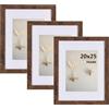 LYYYYX Cornice portafoto rustica in legno, 20 x 25 cm, colore marrone, con perspex set di 3 cornici per certificati, autoportante e montaggio a parete
