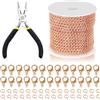 Swpeet Set di 102 collane fai da te, 9,1 m di lunghezza x 3 mm, 102 pezzi, con anellini aperti, chiusura a moschettone e pinza per gioielli, colore oro rosa