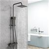 AICA ITALY SRL AICA Colonna Doccia con Miscelatore Termostatico, Rubinetto Doccia 283x40mm, Soffione Doccia Quadrato in Acciaio Inox 20x20cm, Altezza Regolabile 735-1170mm, Set Doccia Completo Nero