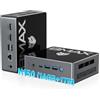BMAX Mini PC B4Trubo Ιntel Twin Lake N150 16GB DDR4 1TB SSD Mini Desktop Computer Display Triplo 4K UHD, W-11Pro, Dual HDMI, Type-C, Wi-Fi 5, Bluetooth 5.0, supporto 2.5 SSD, per Home Ufficio