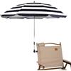 STARRY CITY Ombrelloni per Sedia,con Pinza Regolabile Ombrelli,Superficie 116cm UPF 50+,Porta ombrellone Per Le Sedie Da Cortile,Sedie Da Spiaggia,Passeggini,Sedie a Rotelle,Carrello da golf (striscia nera)